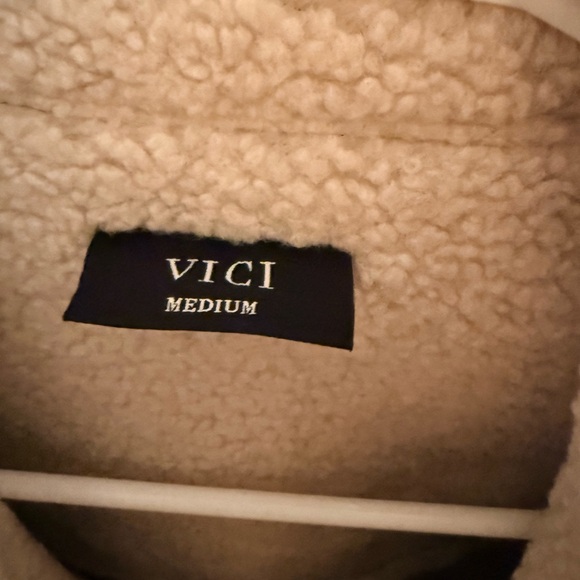 Vici Black Faux Leather Aviator Jacket with Cream Shearling - Picture 2 of 2